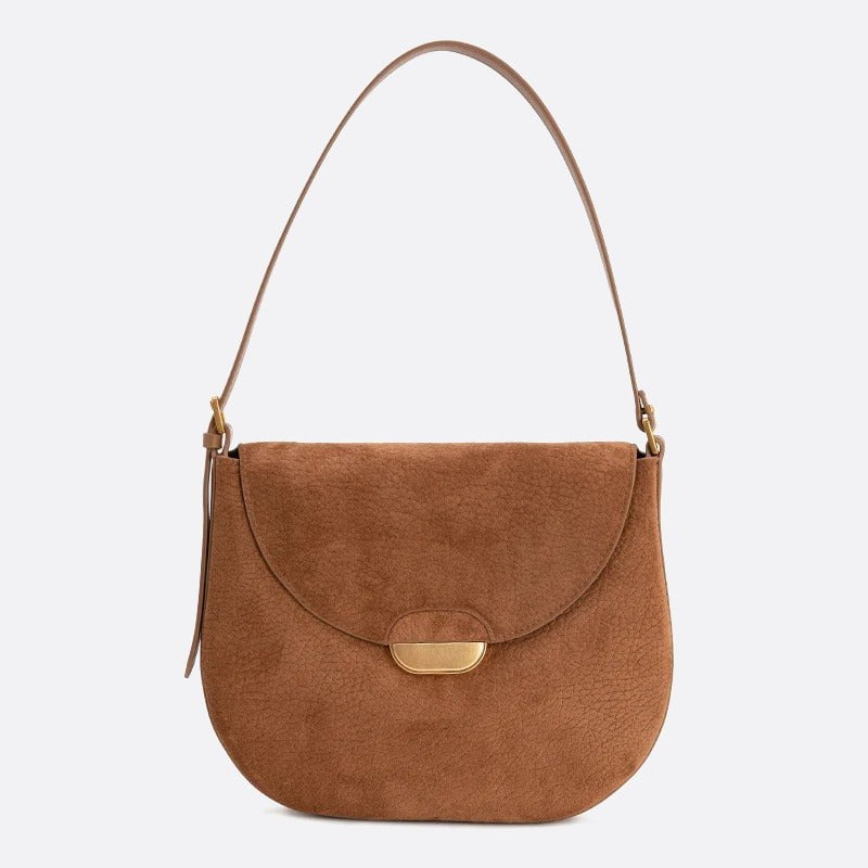 sac bandoulière demi lune cuir camel