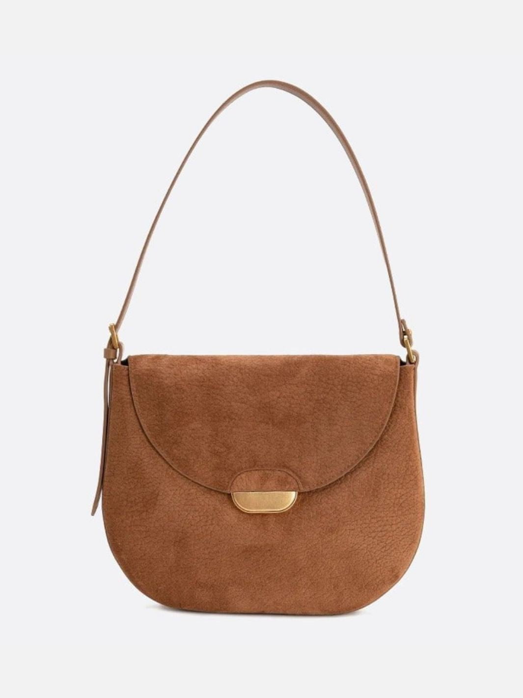 Sac bandoulière demi-lune cuir camel