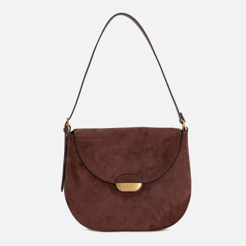 sac bandoulière demi lune cuir marron