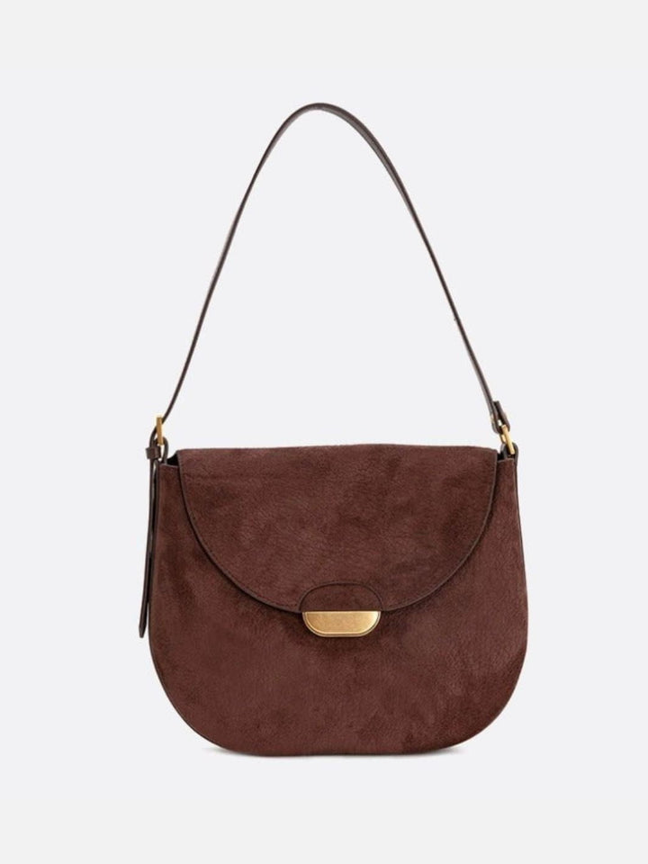 Sac bandoulière demi-lune cuir marron