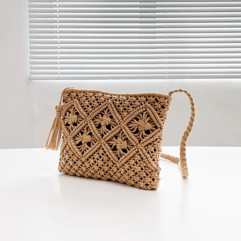 sac crochet marron