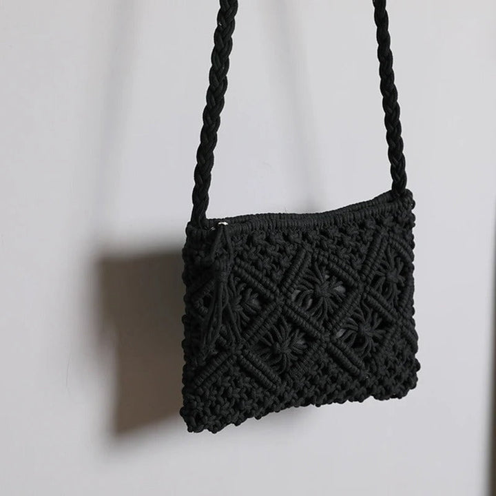 sac bandoulière crochet noir