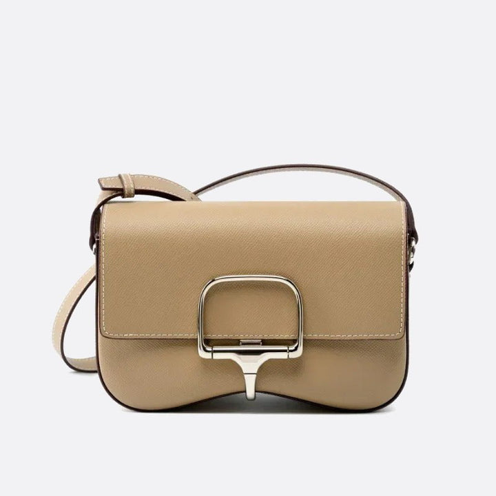 sac bandoulière cuir lisse beige