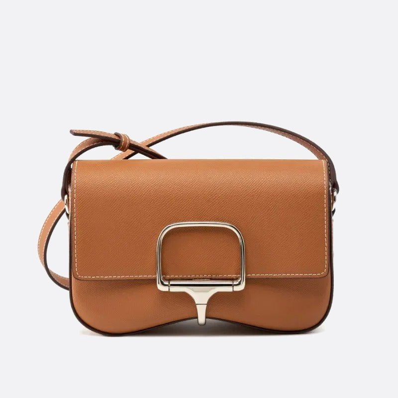 sac bandoulière cuir lisse camel