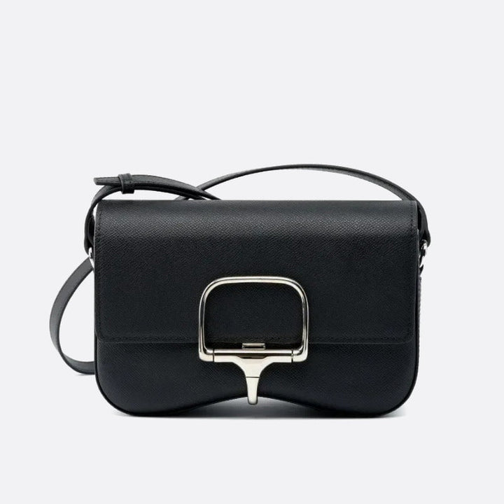 sac bandoulière cuir lisse noir