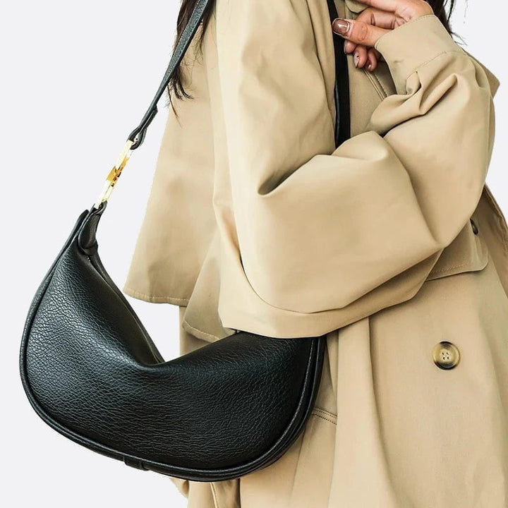 sac bandoulière cuir souple noir femme