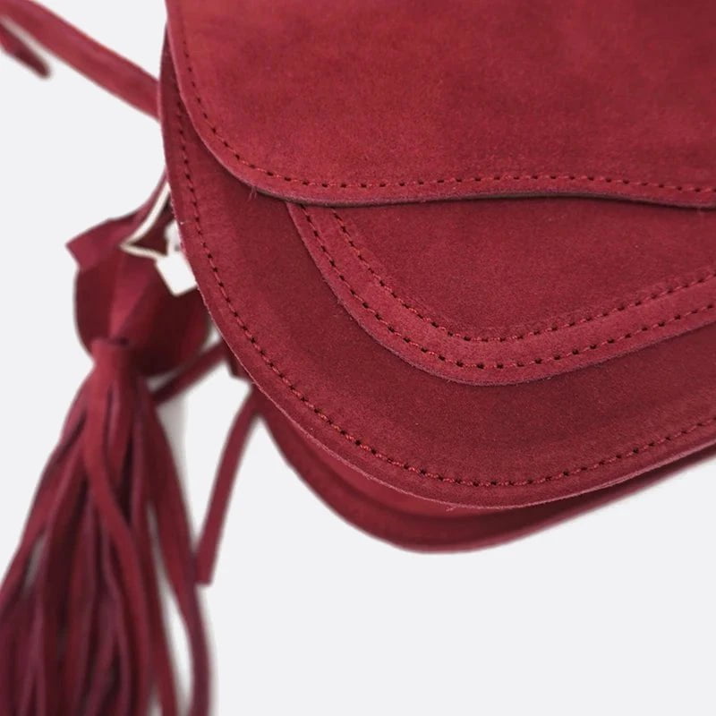 Sac Bandoulière en Daim Rouge