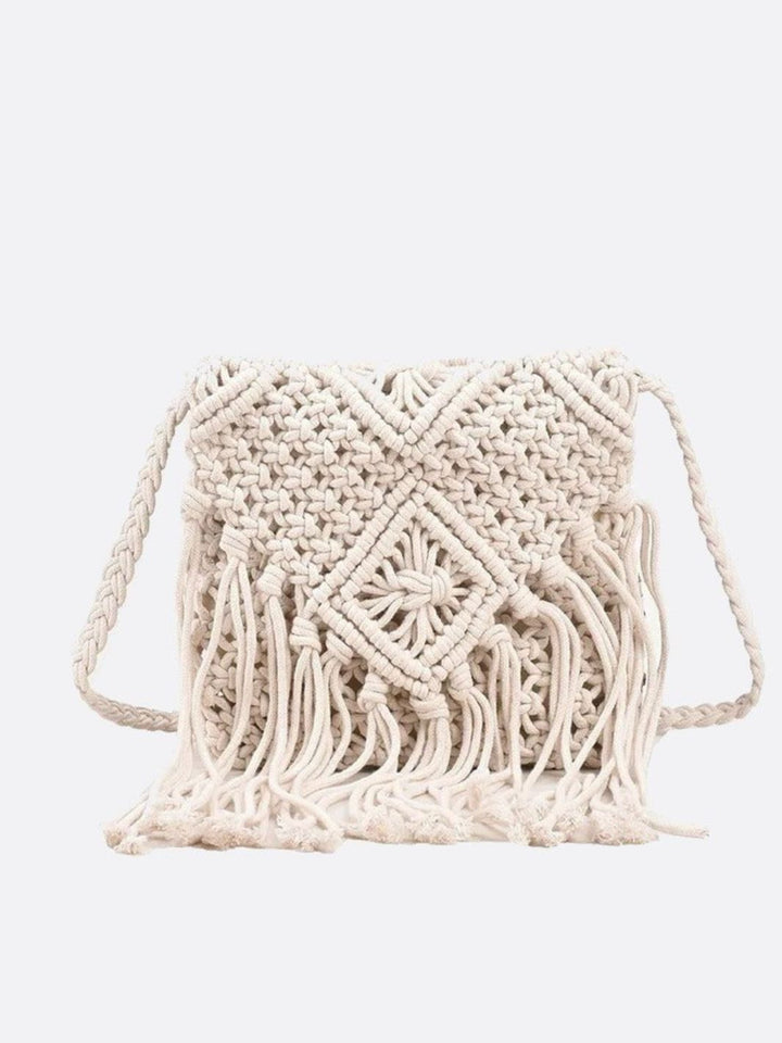 sac macramé blanc