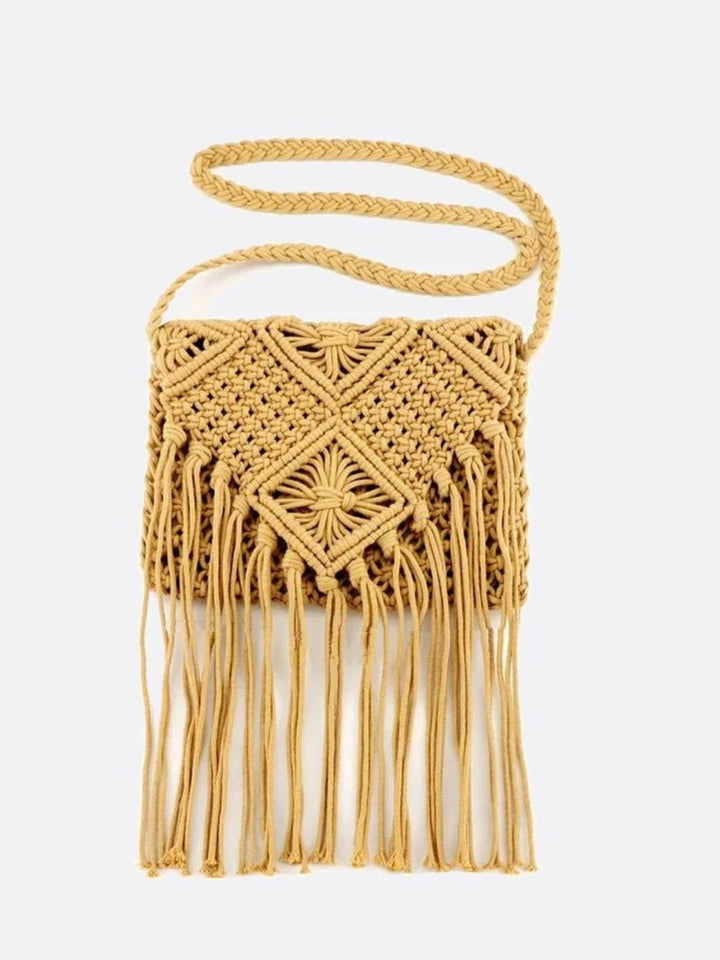 sac macramé jaune moutarde