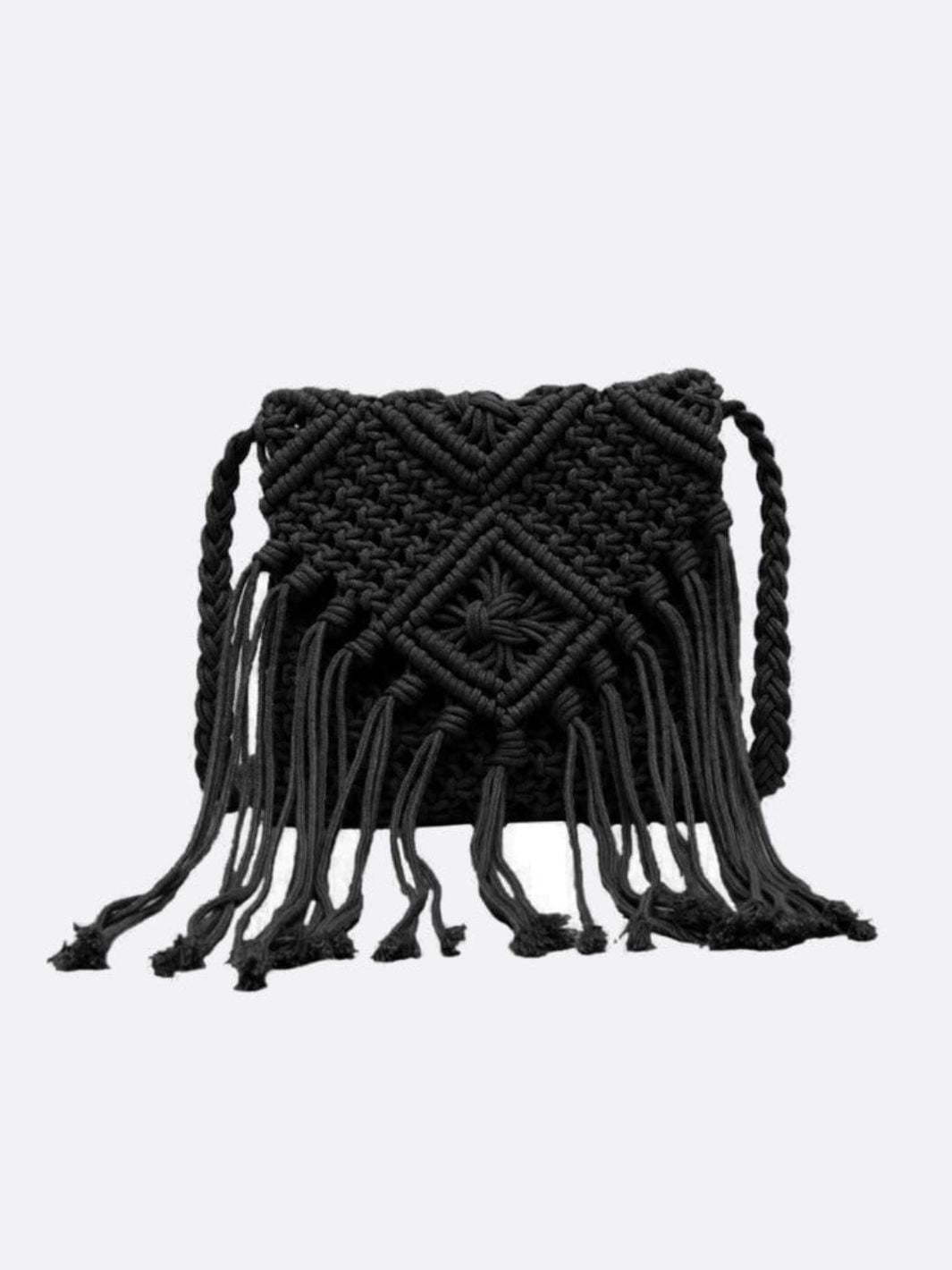 sac macramé noir