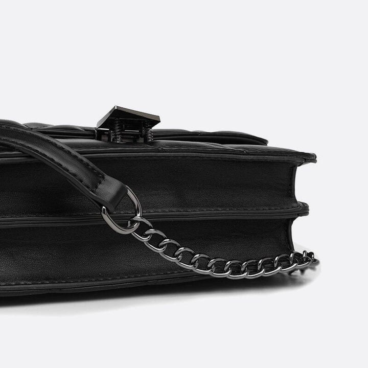 Sac Bandoulière Matelassé Noir en Cuir