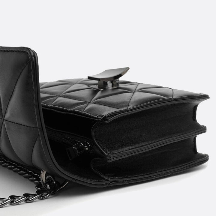 Black Quilted Leather Shoulder Bag 