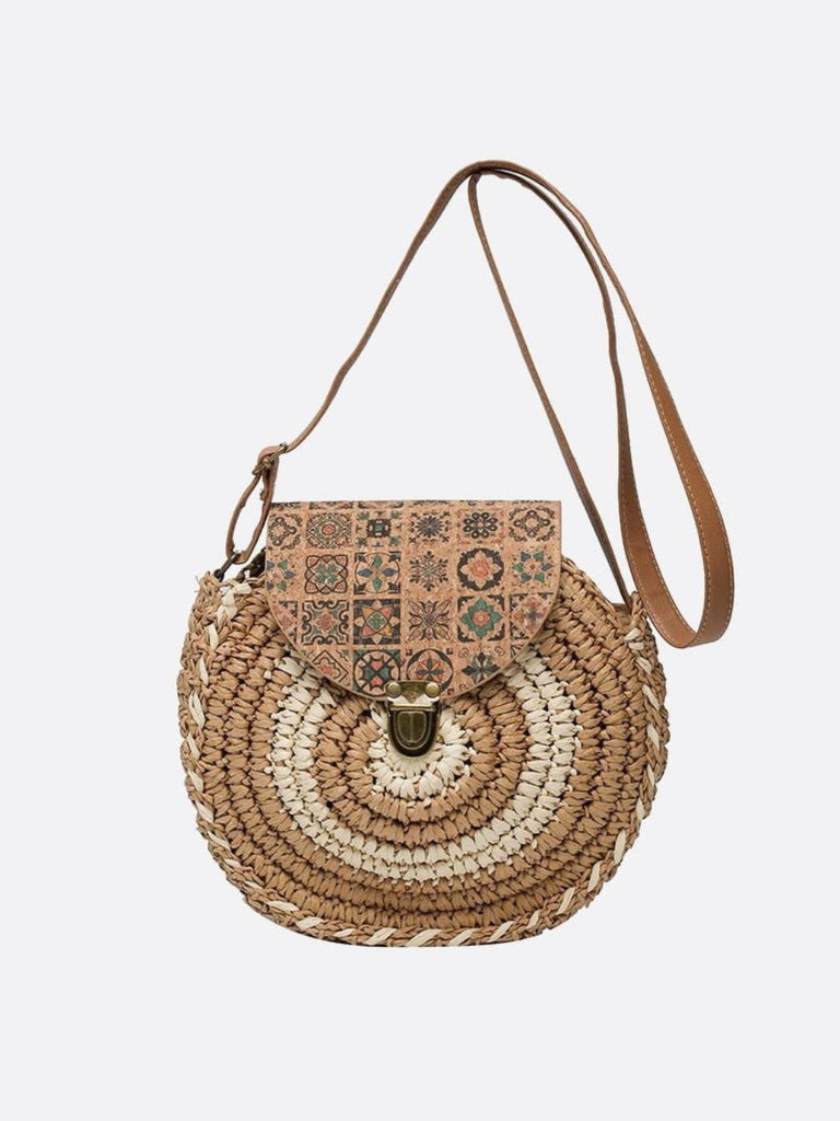Sac bandoulière rond paille top