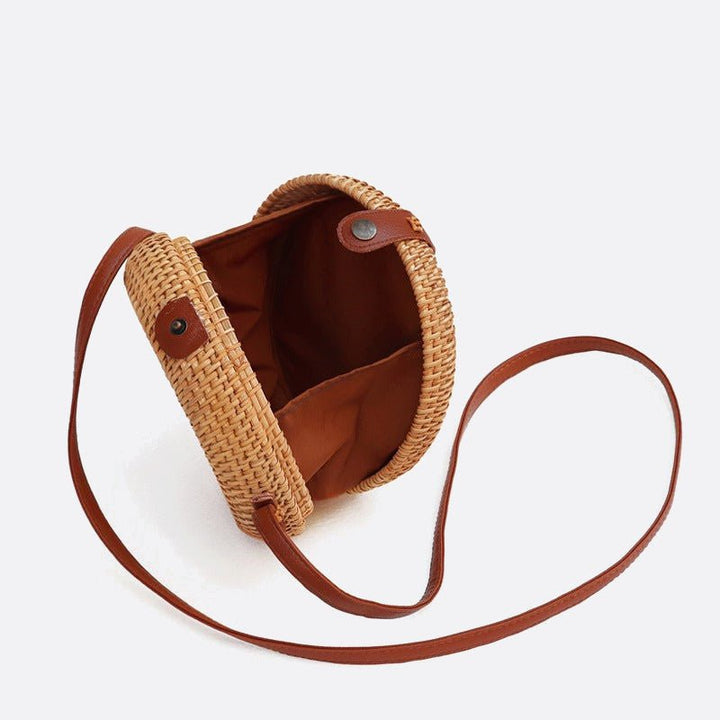 Round Rattan Shoulder Bag