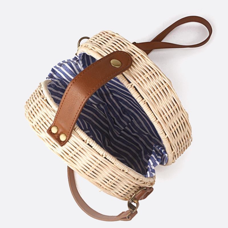 Round Rattan Shoulder Bag