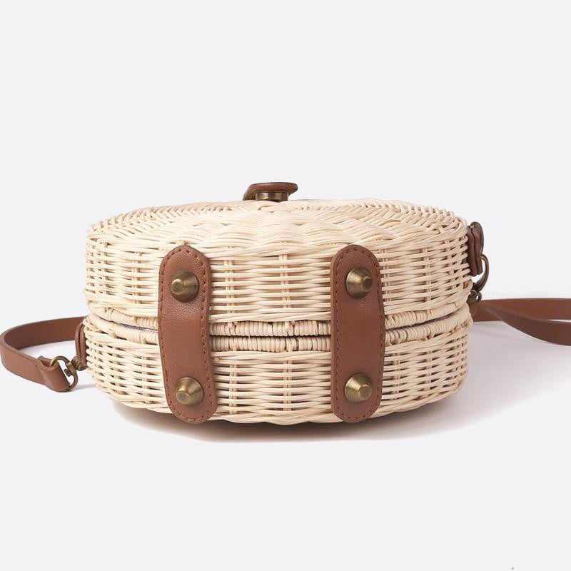 Round Rattan Shoulder Bag