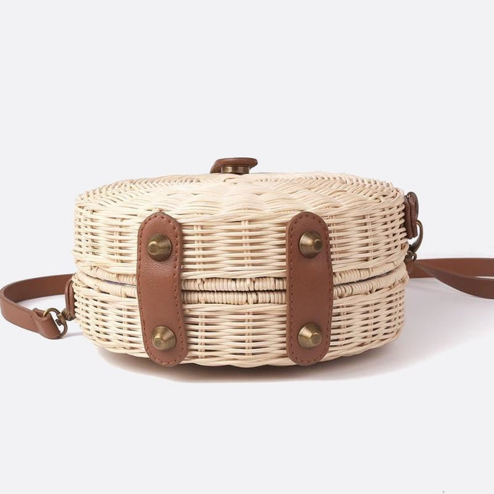 Rattan bag with shoulder strap