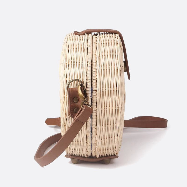 Round Rattan Shoulder Bag