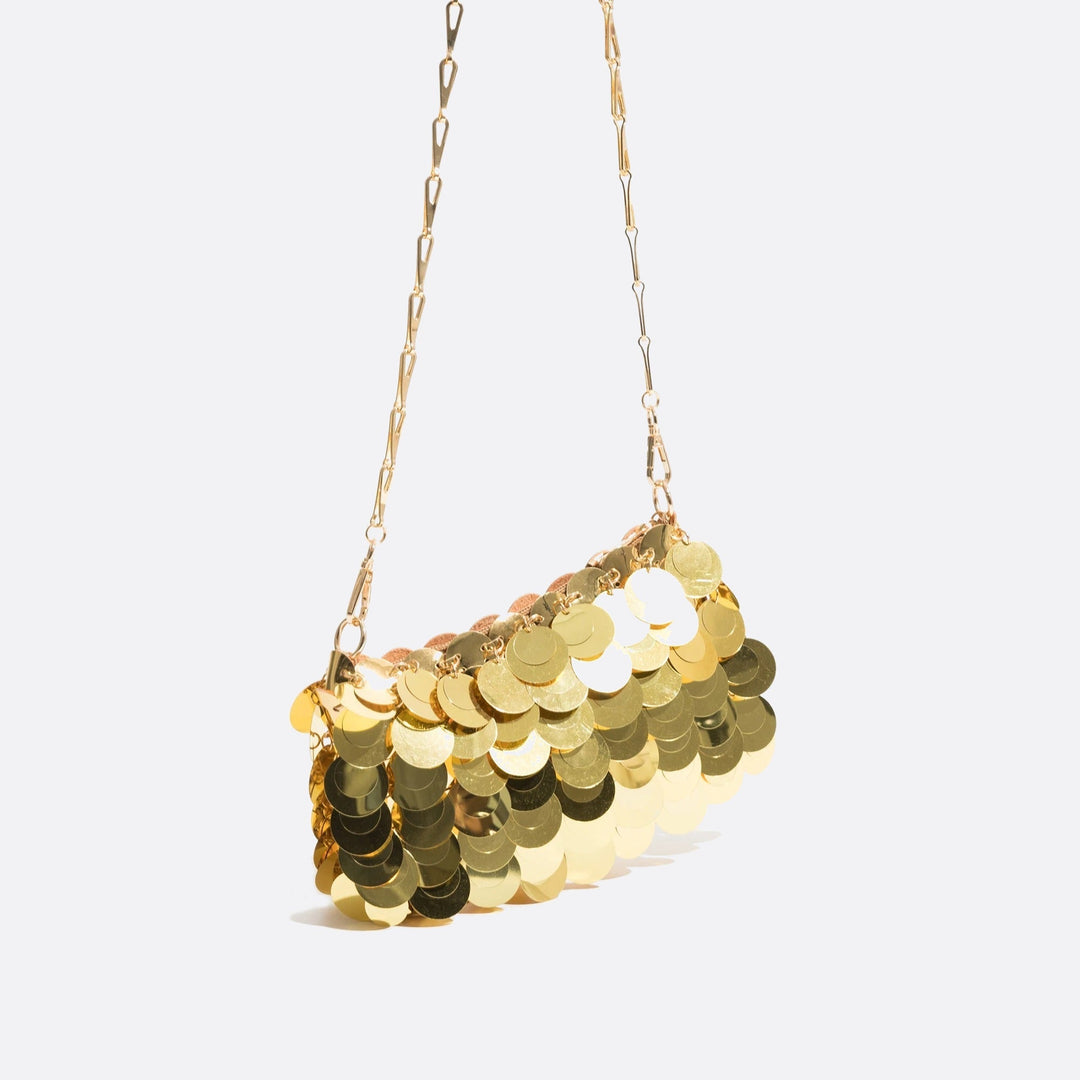 sac sequin doré avec bandoulière