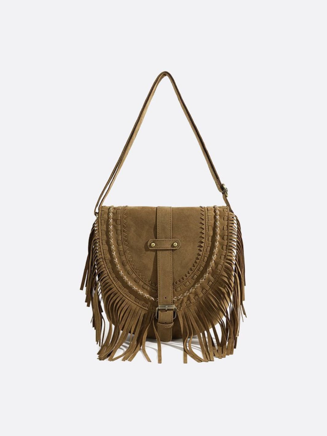 Sac besace daim franges