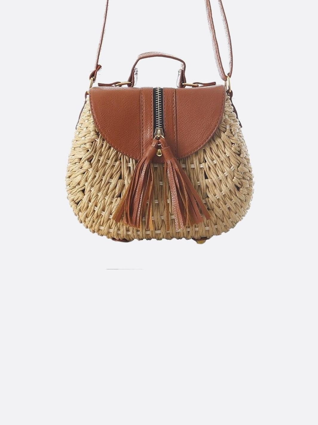 Sac besace paille beige