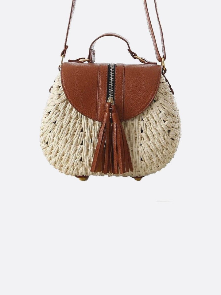 Sac besace paille blanc ivoire