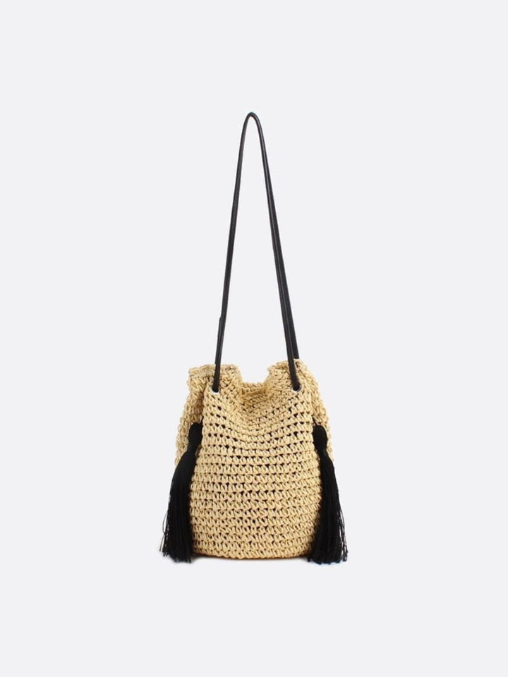 Sac bourse paille beige