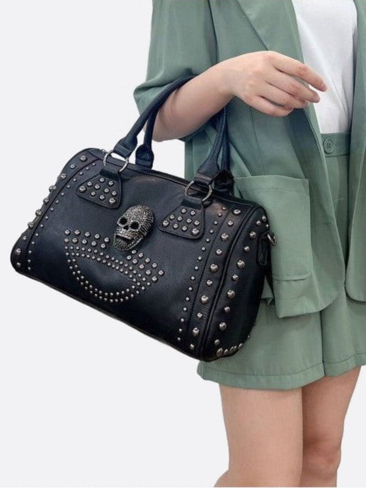 Sac bowling noir clouté femme