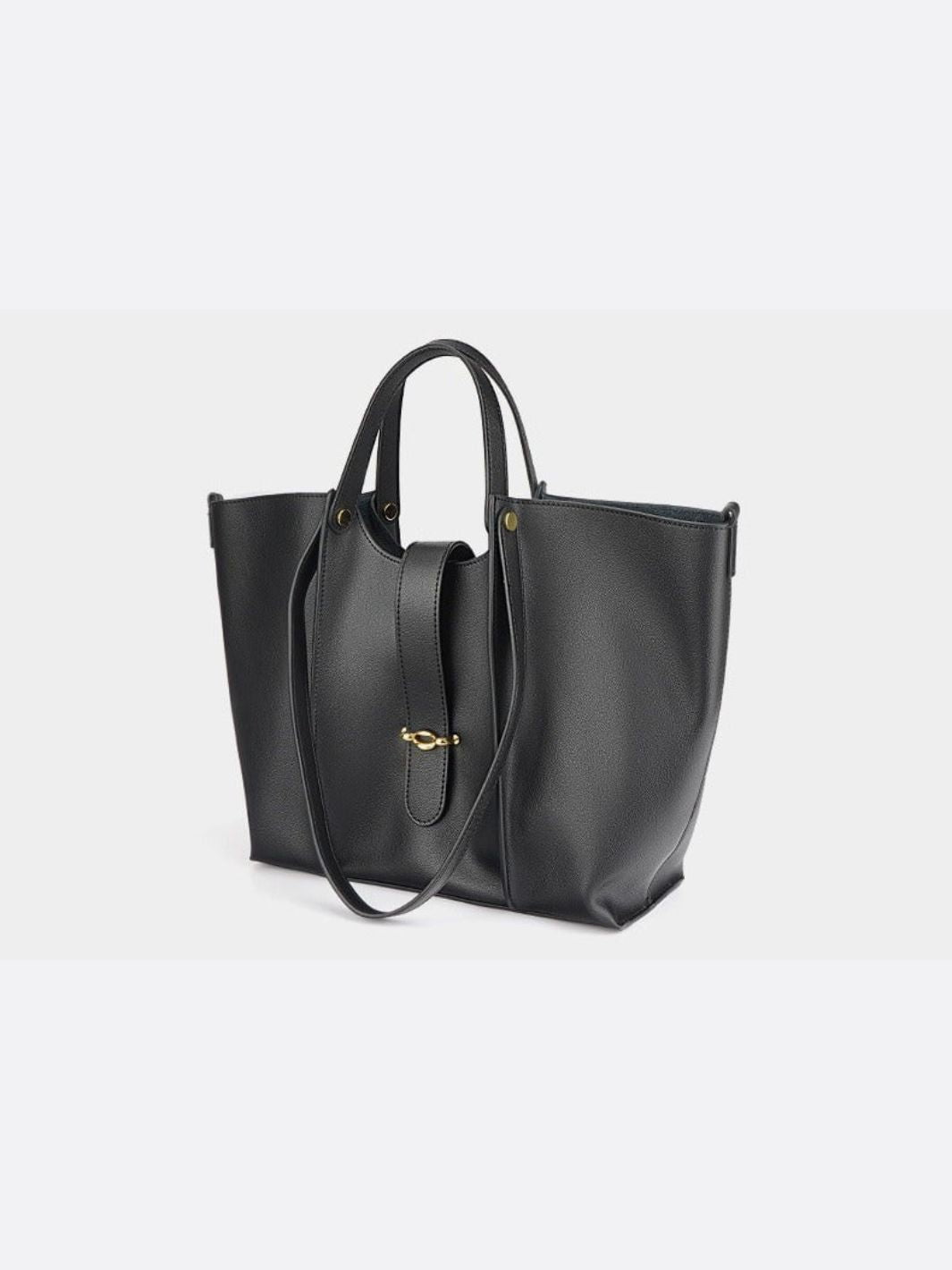 sac cabas noir cuir