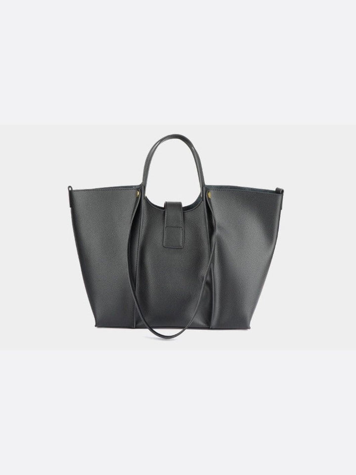 Leather tote bag with removable pouch