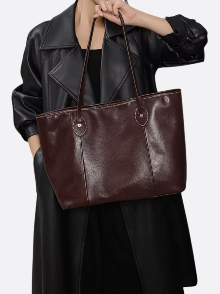 sac cabas cuir marron femme