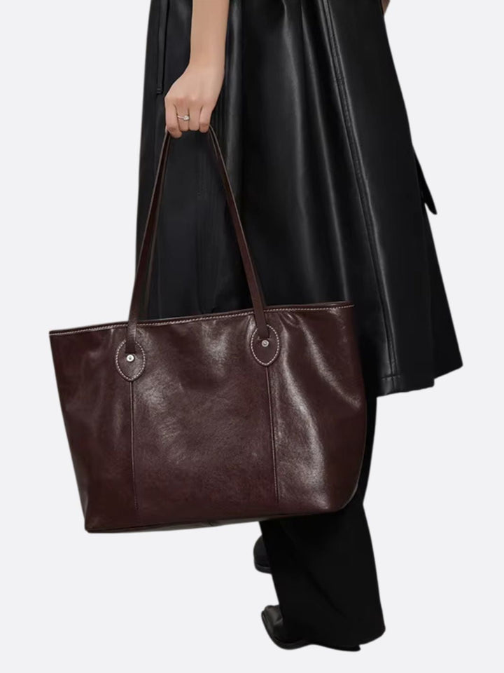 sac cabas cuir marron foncé