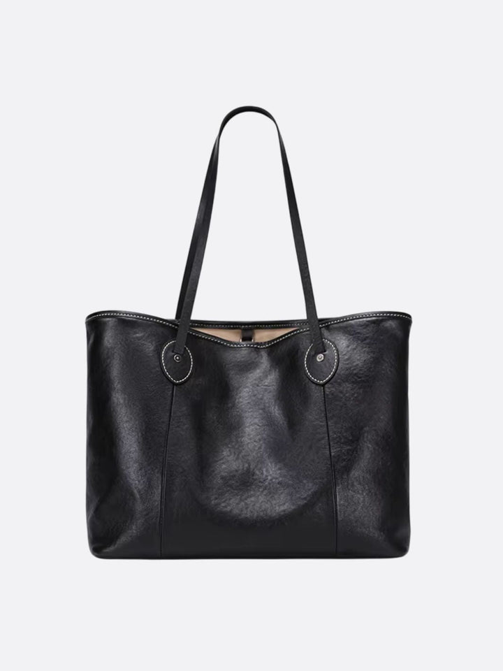 sac cabas cuir noir femme