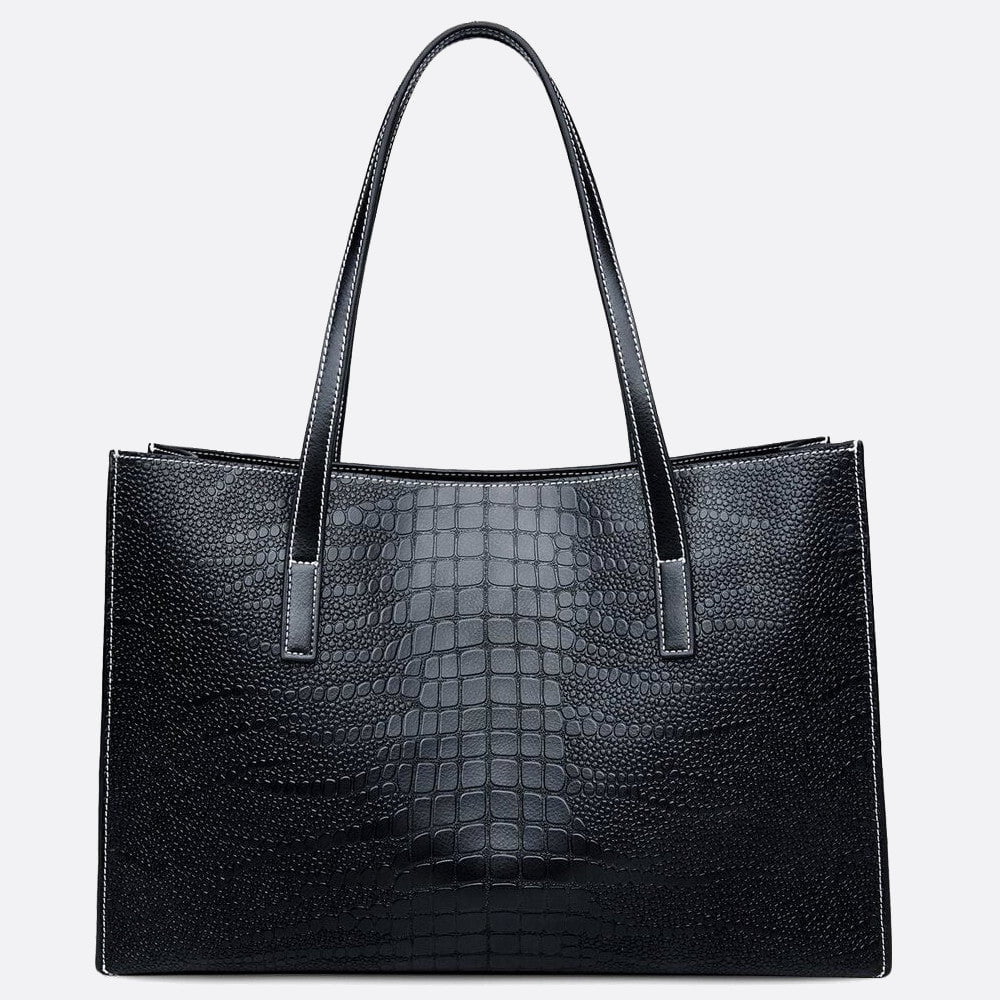 sac cuir croco noir