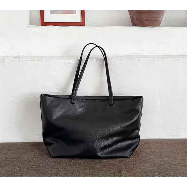 sac cabas cuir noir fermeture eclair