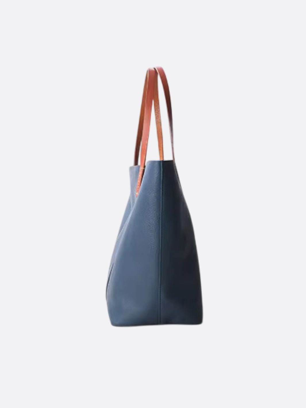 Navy blue leather tote bag