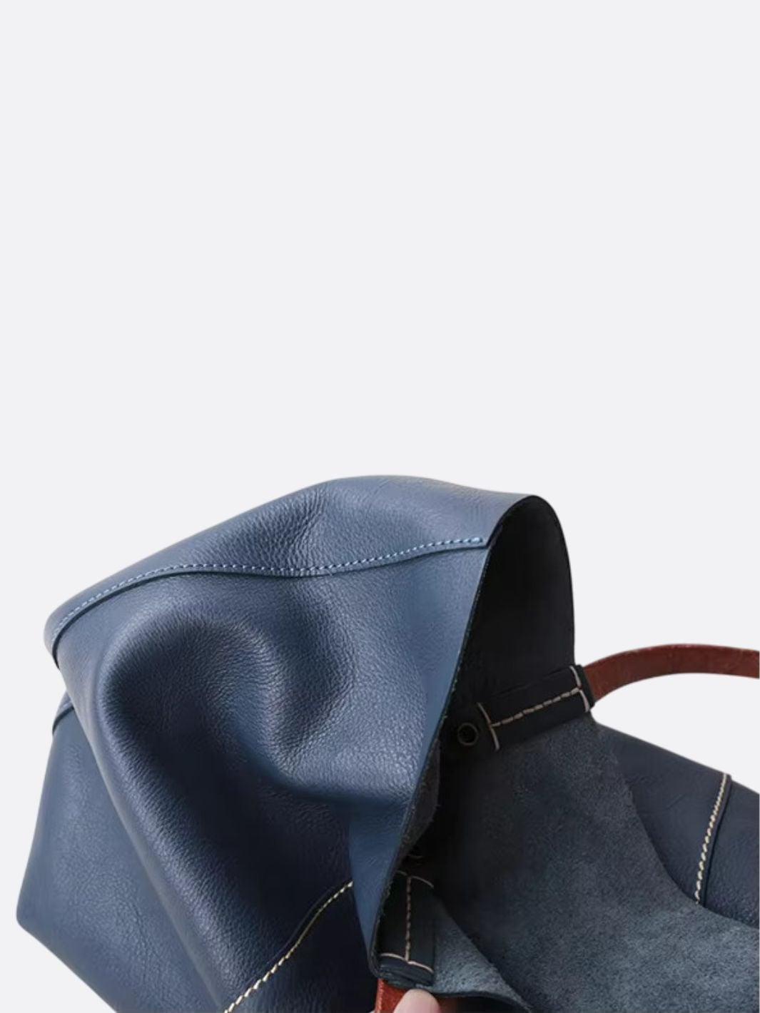 Navy blue leather tote bag