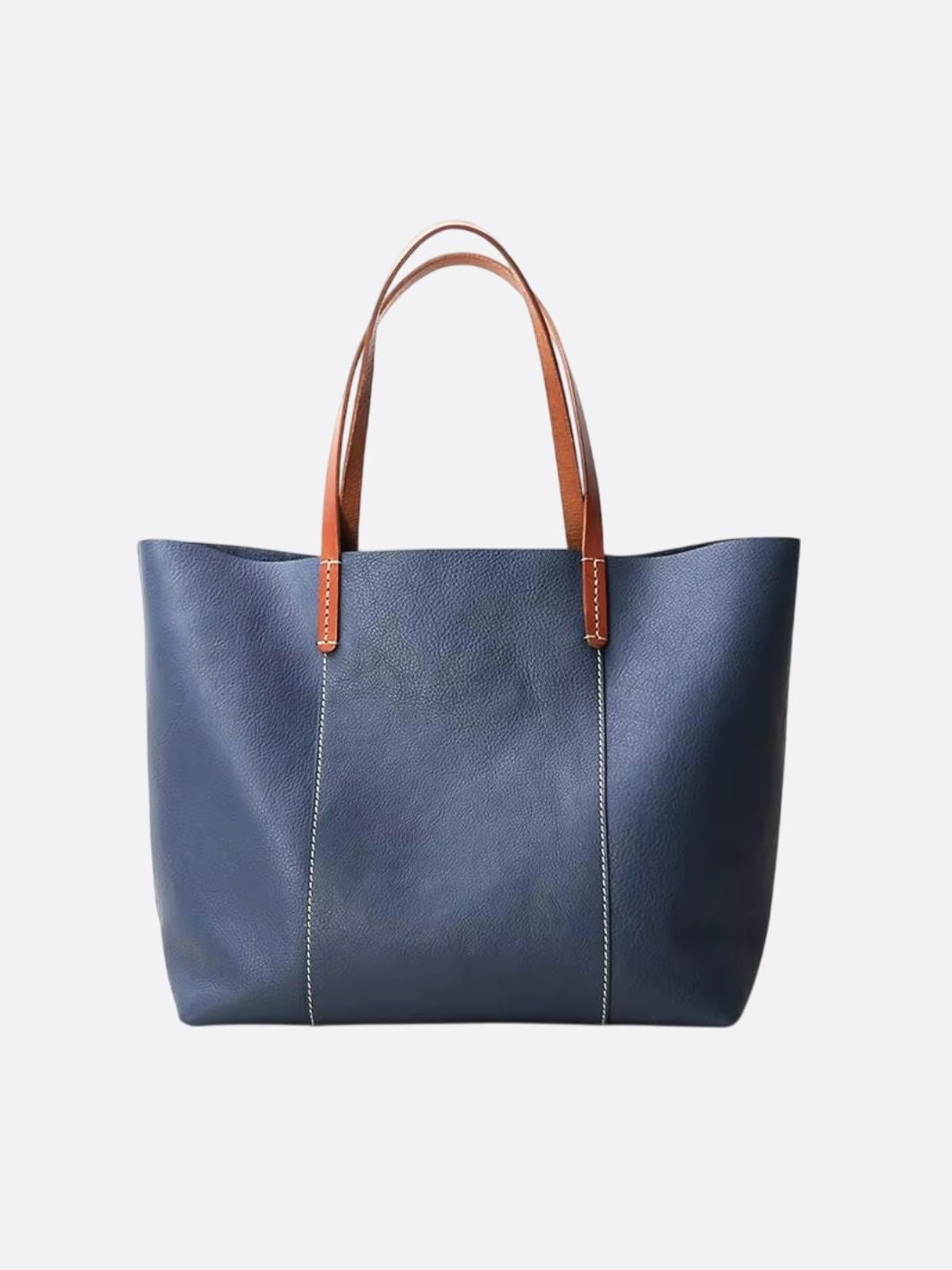 Sac cabas cuir bleu marine