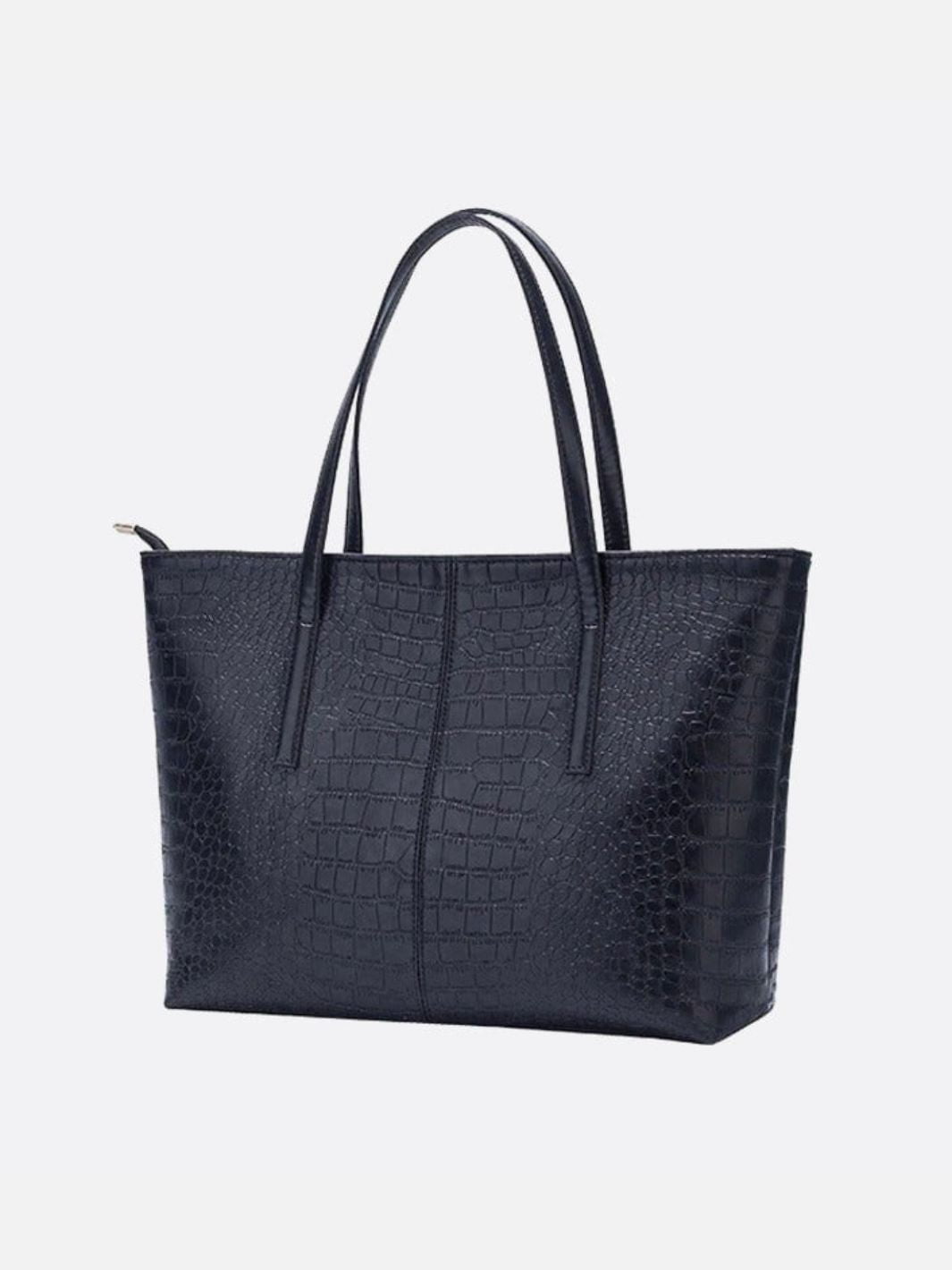 Sac cabas noir effet croco