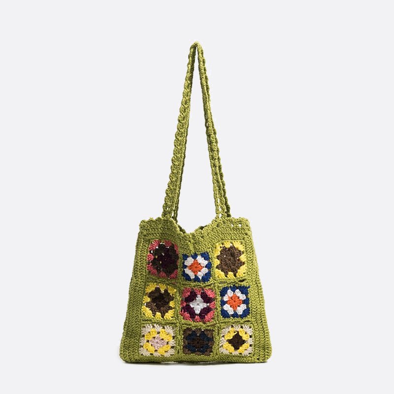 sac cabas coton crochet vert