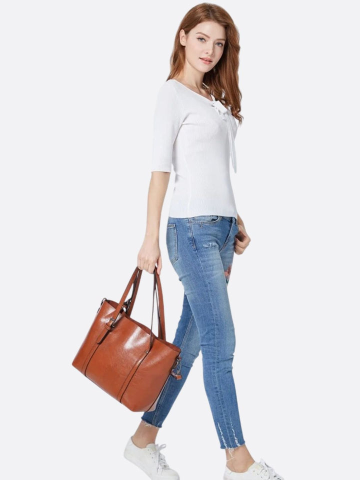 sac cabas cuir femme camel