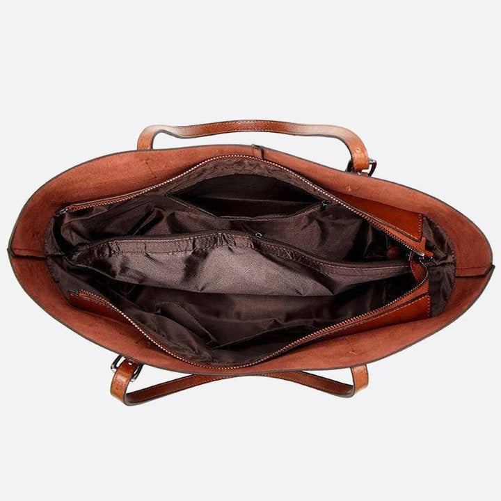 Camel leather tote bag