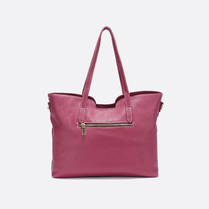 Grained leather tote bag