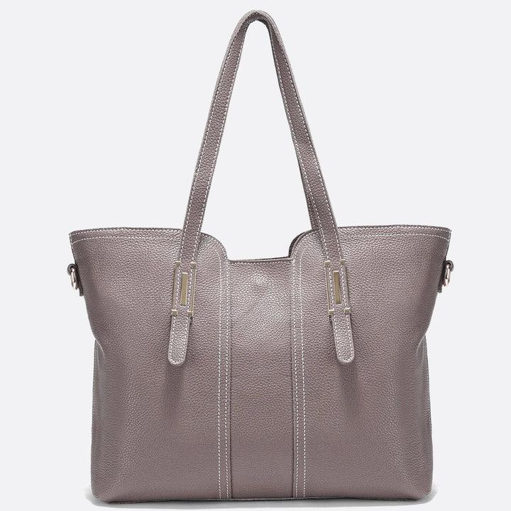 sac cabas cuir grainé gris