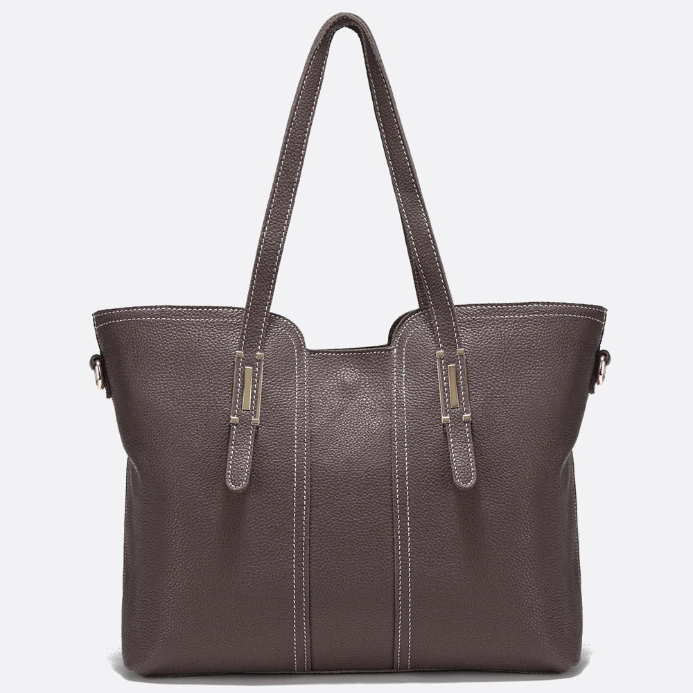 sac cabas cuir grainé gris foncé