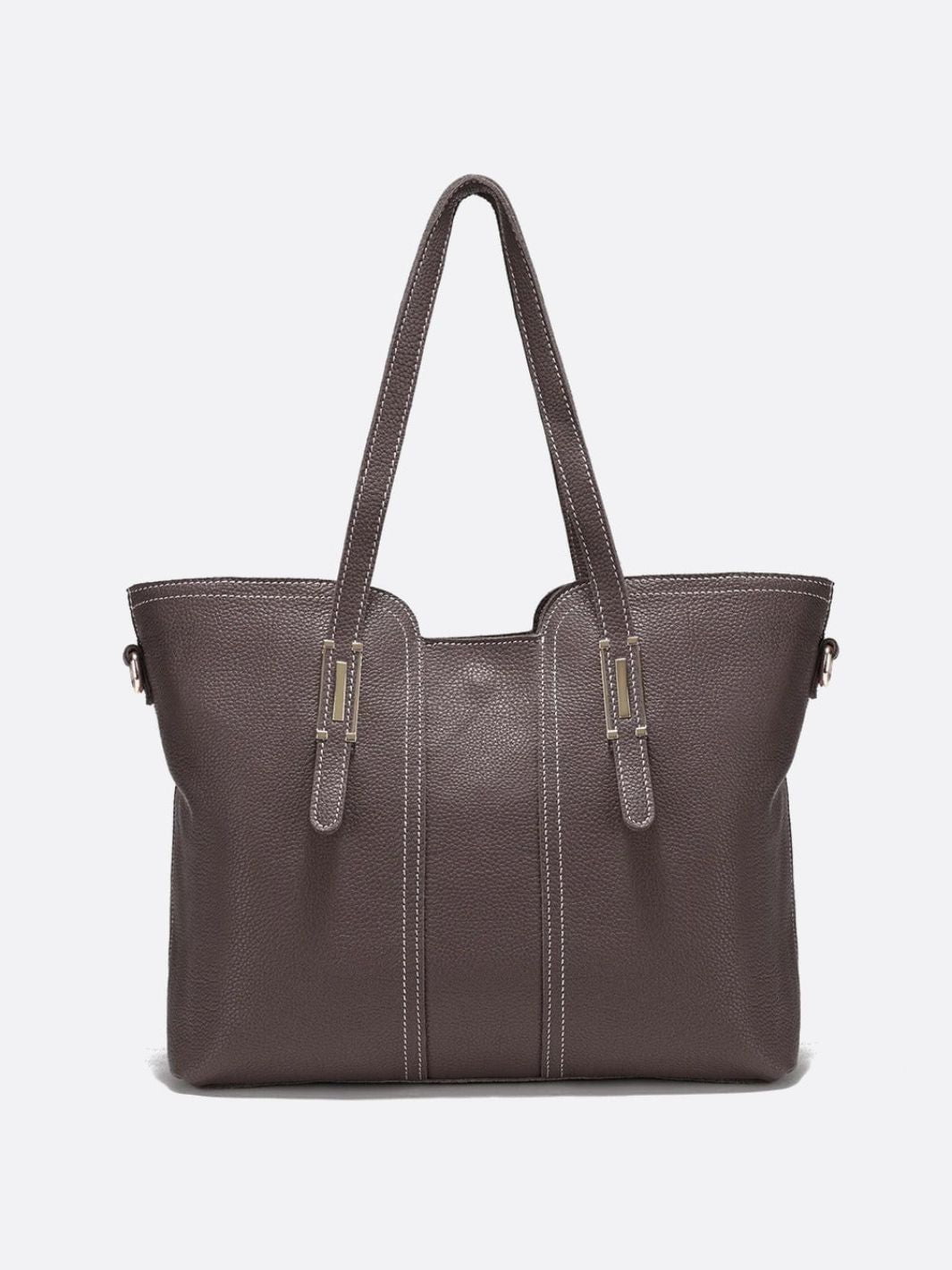 sac cabas cuir grainé gris foncé