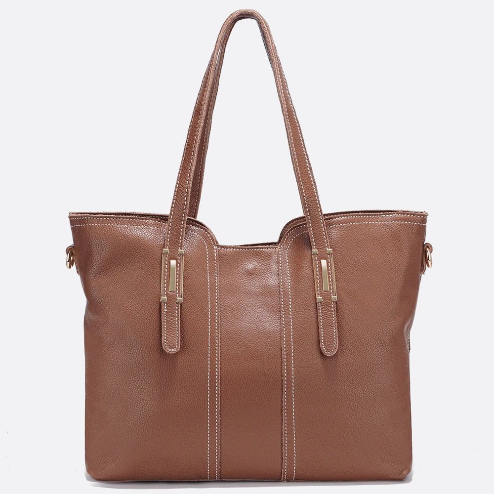 sac cabas cuir grainé marron clair