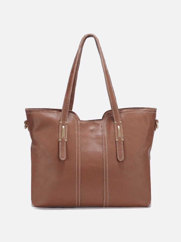 sac cabas cuir grainé marron clair