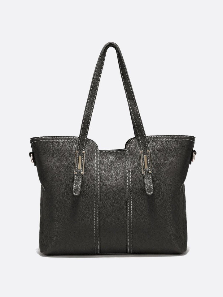 sac cabas cuir grainé noir