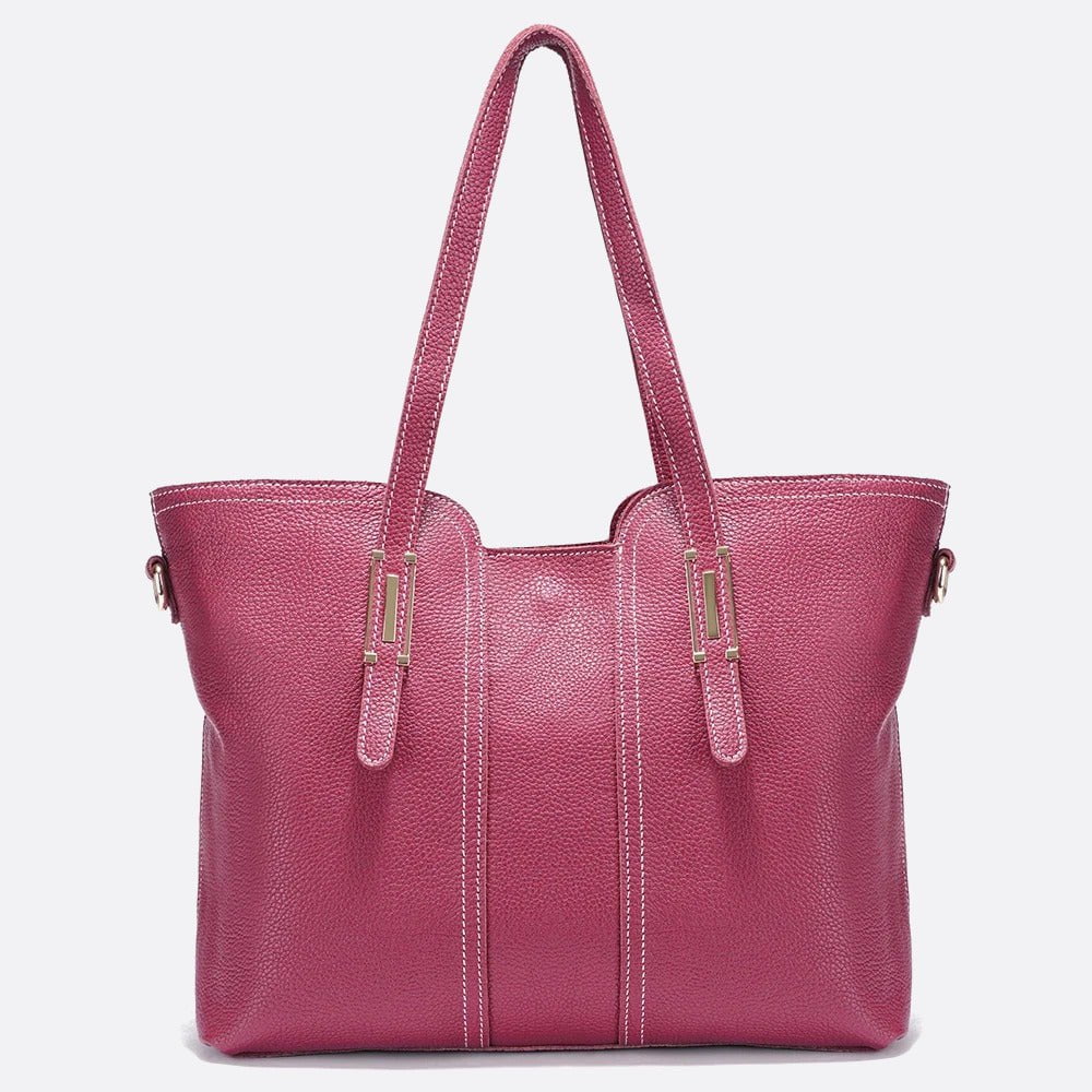 sac cabas cuir grainé rose